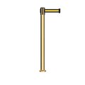 Montour Line Stanchion Belt Barrier Fixed Base Pol.Brass Post 9ft.Black/Ye HL Belt MX630F-PB-BYH-90